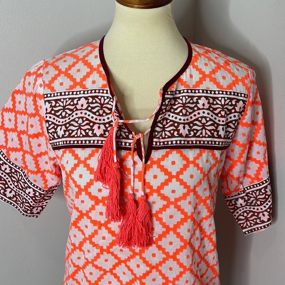 SZ Blockprints for jcrew‎ Leyla tunic neon coral - Picture 8 of 11